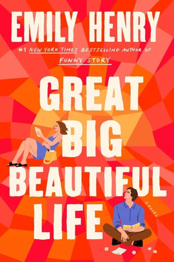 orange book cover with text great big beautiful life and a cartoon woman and man - great big beautiful life cover 