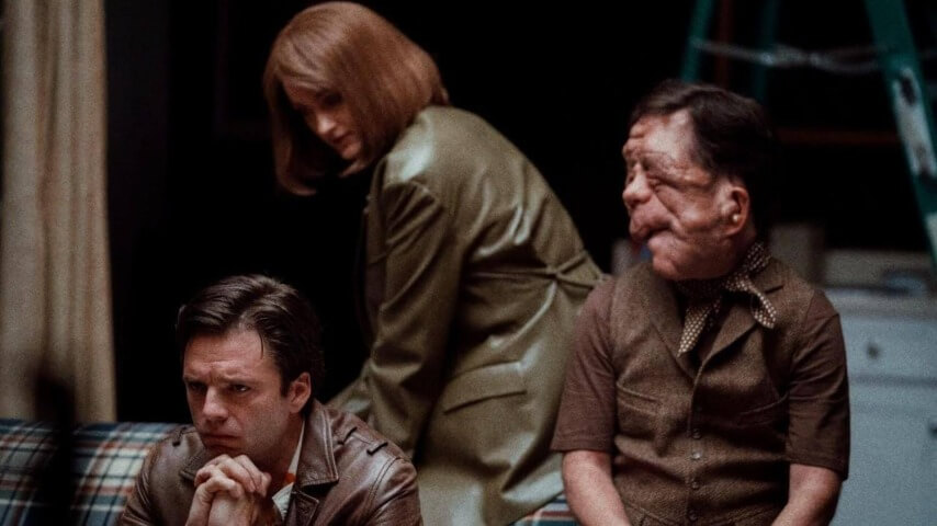 Sebastian Stan, Renate Reinsve, Adam Pearson (Photo: A24)