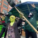Toxie turns the Chicago River really green for Macon Blair’s The Toxic Avenger