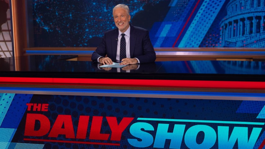 Jon Stewart at the Daily Show desk on March 17 Photo courtesy of Comedy Central