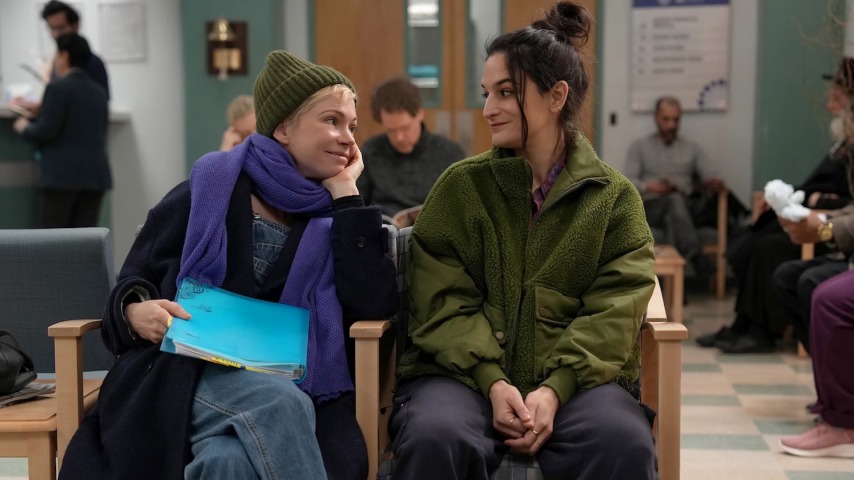 Michelle Williams and Jenny slate in a hospital waiting room - dying for sex trailer