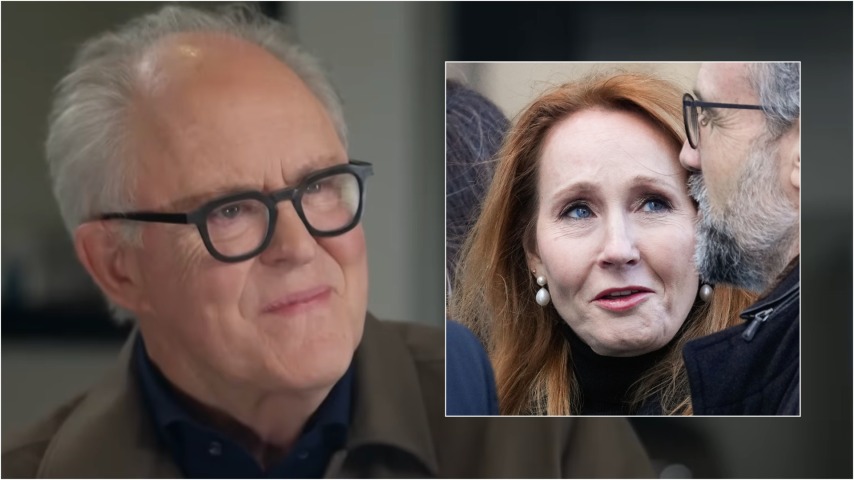 Screenshot: john lithgow on cbs sunday morning photo: jk rowling (Stuart Wallace/Shutterstock)
