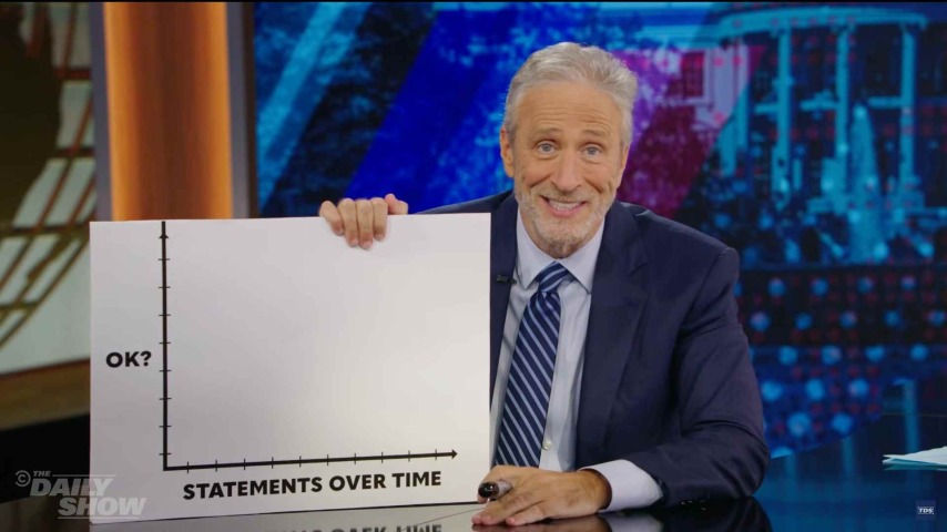 Jon Stewart tries, fails to ignore Trump's distractions