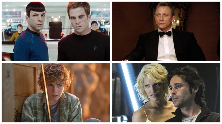 Clockwise from top left: Zachary Quinto and Chris Pine in Star Trek (Photo: Paramount Pictures); Daniel Craig in Casino Royale (Photo: Sony Pictures); Tricia Helfer and James Callis in Battlestar Galactica; Walker Scobell in Percy Jackson And The Olympians (Photo: Disney/David Bukach)