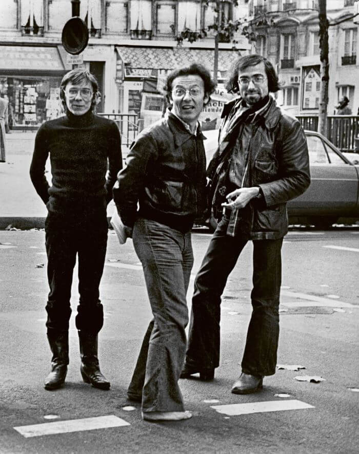 The founders of Metal Hurlant, from left to right: Jean-Pierre Dionnet, Jean Giraud a.k.a. Mœbius, and Philippe Druillet in Paris, 1975. Photograph by Claude Gassian.