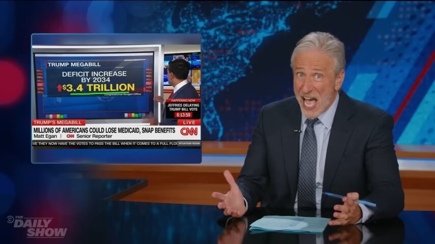 Jon Stewart walks through the