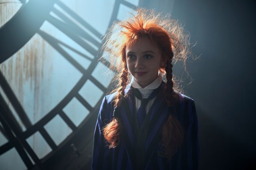 Evie Templeton as Agnes DeMille in episode 204 of Wednesday. Cr. Helen Sloan/Netflix