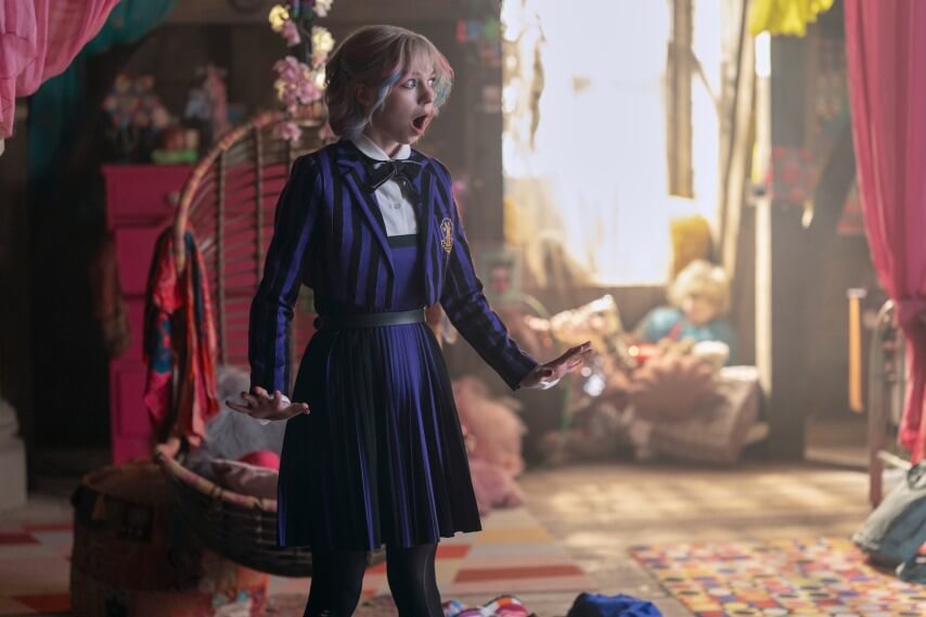 Emma Myers as Enid Sinclair in episode 203 of Wednesday. Cr. Jonathan Hession/Netflix