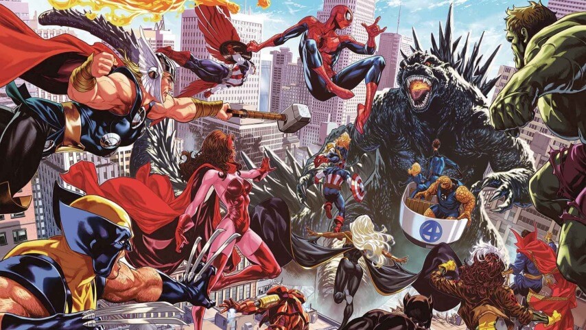 In Godzilla Destroys The Marvel Universe, the King Of The Monsters returns to stomp us, again