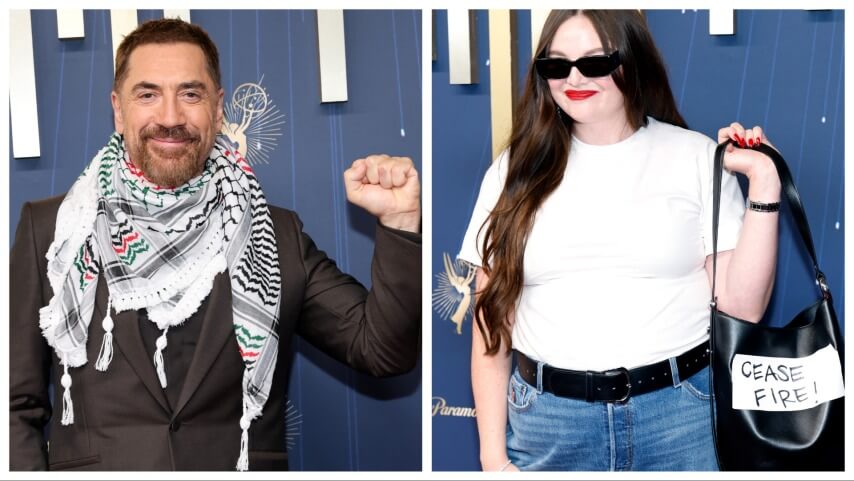 Javier Bardem, Meg Stalter support Palestine on Emmys red carpet