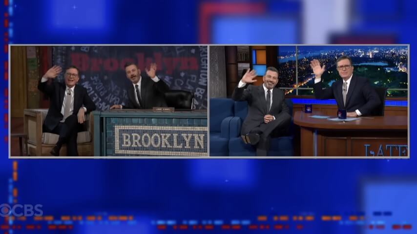 Jimmy Kimmel and Stephen Colbert give each other their first interviews after all of  that