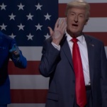 Donald Trump dismisses Colin Jost (from a sketch) in SNL season premiere
