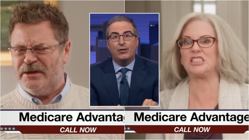 John Oliver recruits Nick Offerman and Megan Mullally for a Medicare Advantage ad