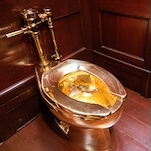 Storied solid gold toilet sculpture
