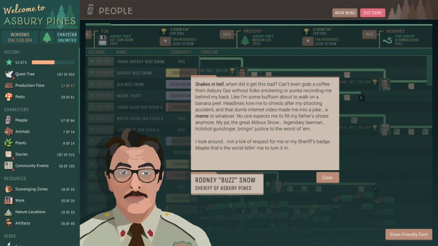 Asbury Pines is the best-written idle game in nearly a decade