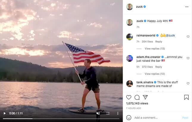 Mark Zuckerberg Had a Totally Normal Fourth of July