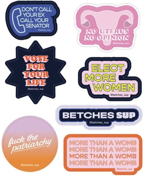 Cheeky political stickers, various prices