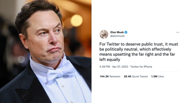 Elon Musk Said Twitter 'Must Be Politically Neutral,' Then Endorsed ...