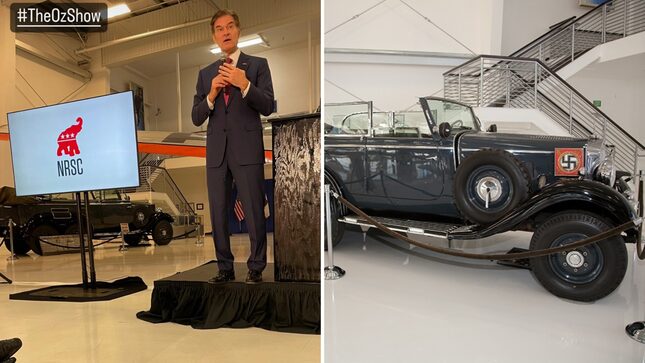 Dr. Oz Stood in Front of One of Hitler’s Cars at a Fundraiser and Had Jordan Peterson Call In