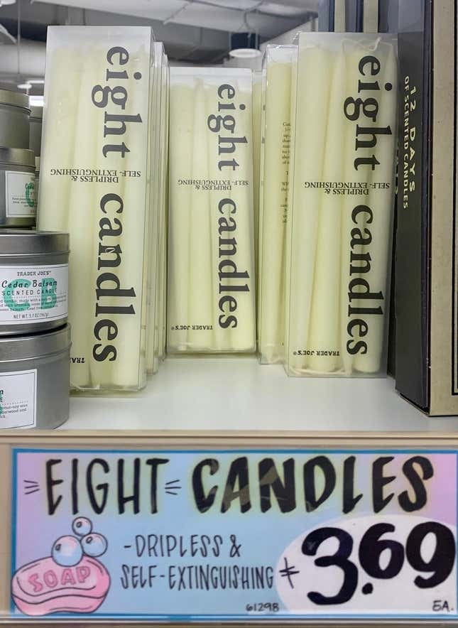 Trader Joe’s dripless candles, $3.69 per pack
