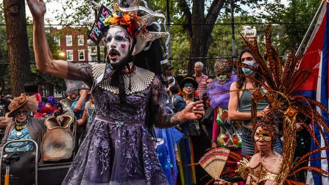 New York City's Drag March Brought the Glamour, Glitter, Feathers, and Leather