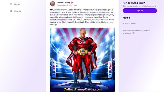 The Former President Is Hawking ‘Digital Trading Cards’ of Himself as a Superhero for $99 Each
