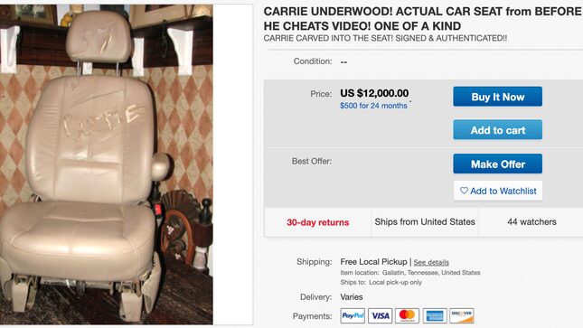 Who Will Buy the Car Seat From Carrie Underwood's 'Before He Cheats' Video for $12,000 on eBay?