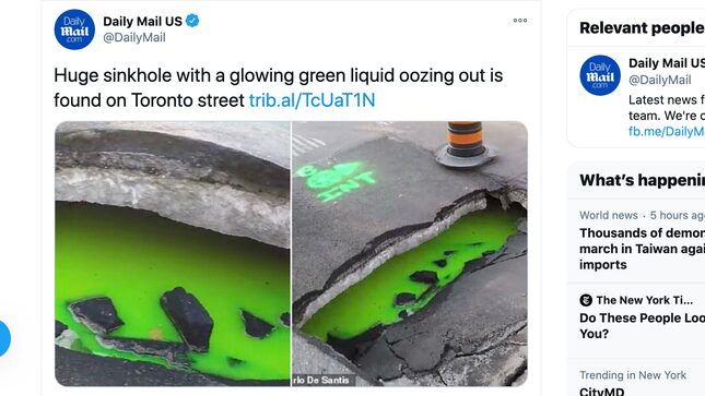 Would You Have Sex With This Sinkhole Oozing Green Slime in Toronto?