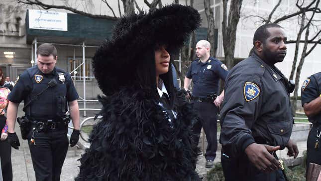 Cardi B's Coat of Many Feathers Is the Only Acceptable Outfit for Court