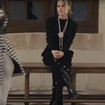 Kristen Stewart in Repose, Alone On a Little Fashion Bench
