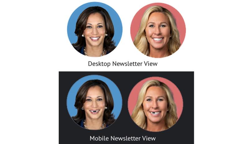 New York Times newsletter teeth image glitch