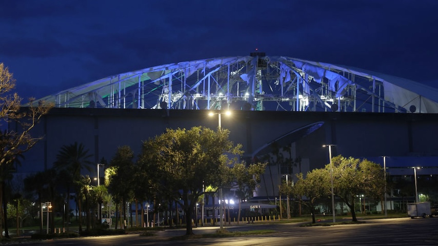 Watch: Drone Footage Shows Mangled Tropicana Field Roof After Milton Roared Through