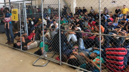 Overcrowding at the US border patrol station in McAllen, Texas; children did not have adequate access to drinking water or food (Department of Homeland Security Office of the Inspector General)