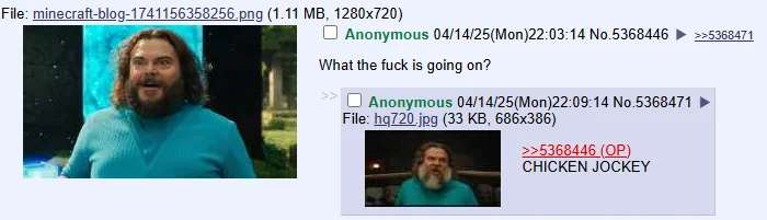 4chan post with a picture of Jack Black looking confused, with the text "What the fuck is going on?"