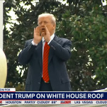 Trump Embraces His Inner Michael Scott and Ventures Out on the White House Roof