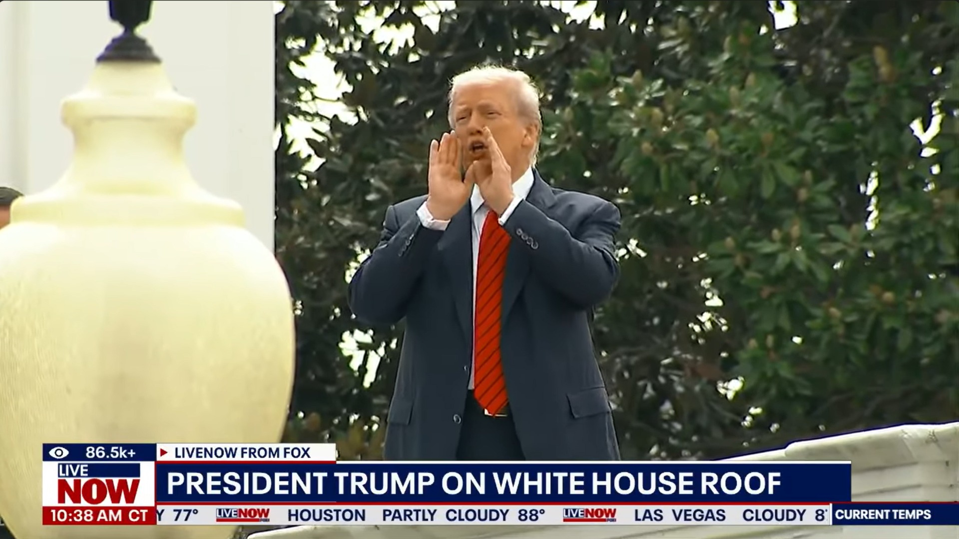 Trump Embraces His Inner Michael Scott and Ventures Out on the White House Roof