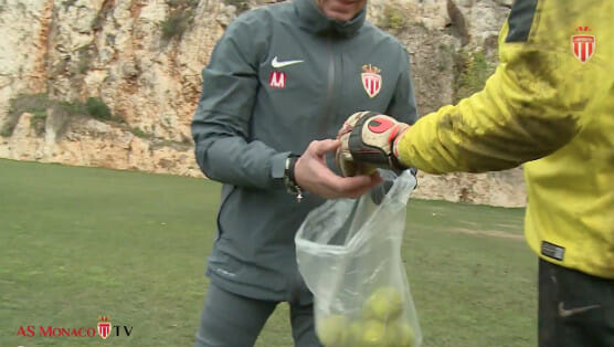 AS Monaco Goalkeepers Trains With A Tennis Ball
