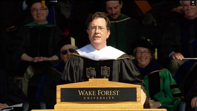 Watch Stephen Colbert’s Commencement Address at Wake Forest