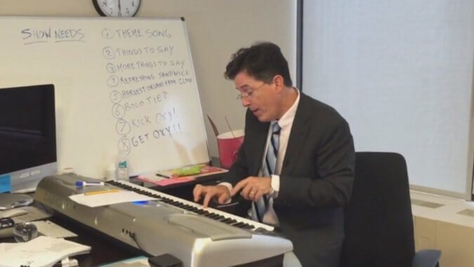 We Have a Stephen Colbert Sighting, and He’s Writing Music