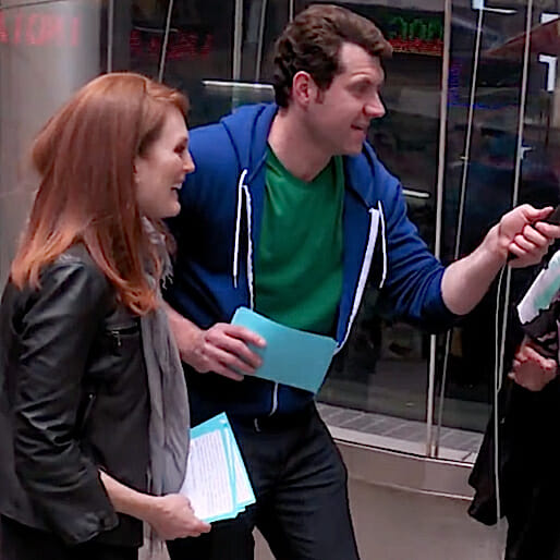 Billy Eichner and Julianne Moore Regale Times Square With In-Your-Face Acting