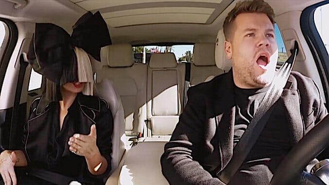 James Corden Invites Sia Into His Carpool Karaoke Hot Seat, and Yes, She Wears the Wig