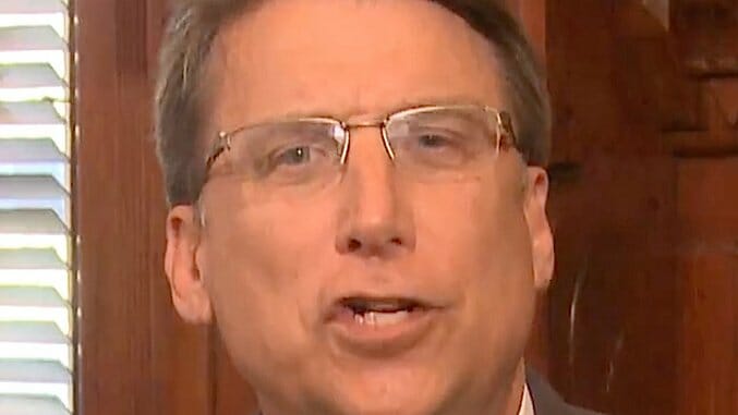 North Carolina Governor Pat McCrory is a Lying, Hateful Doofus, and Also a Coward