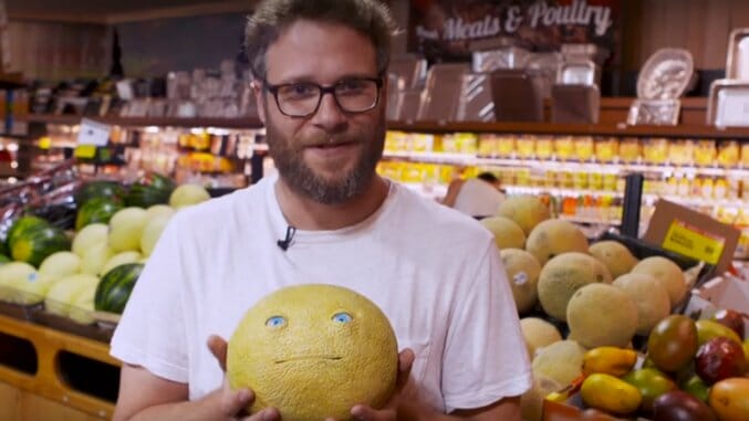 Watch Seth Rogen Orchestrate Sausage Party-Themed Prank on Grocery Store Shoppers