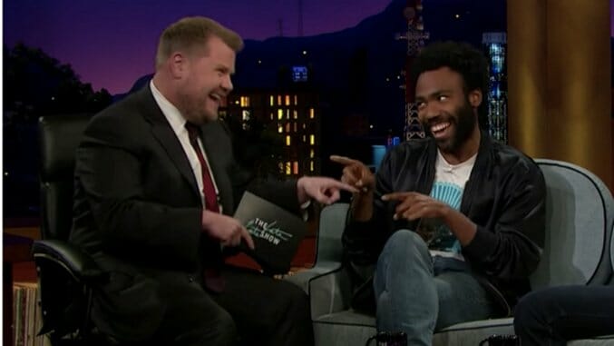 Donald Glover Sings “Kiss From a Rose” with James Corden, Jams with Reggie Watts on The Late Late Show