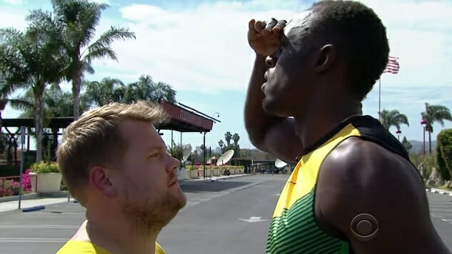 Watch James Corden, Owen Wilson Challenge Usain Bolt to a Race