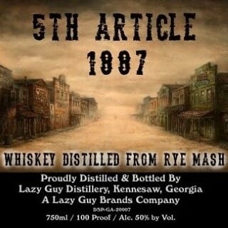Lazy Guy Distillery 5th Article 1887 Rye Whiskey