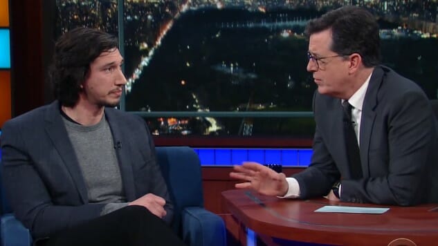 Adam Driver Honors Carrie Fisher on The Late Show with Stephen Colbert