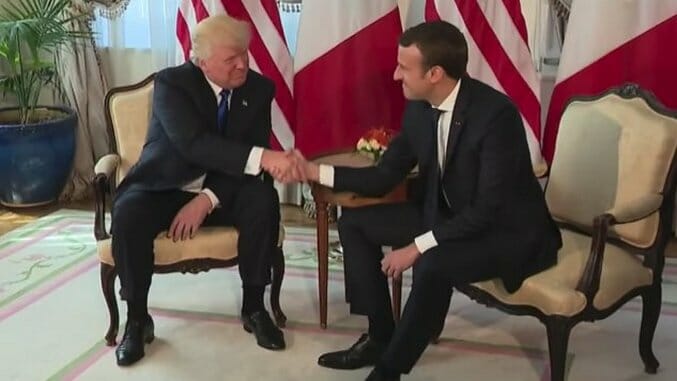 For the First Time, Donald Trump Has Lost a Handshake Domination Battle…to a Frenchman