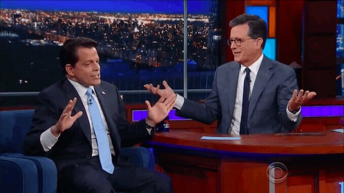Watch Stephen Colbert and Anthony Scaramucci Go Head-to-Head on Late Show