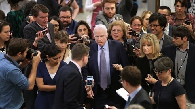 John McCain Votes for Bad Thing. Makes a Speech Saying Bad Thing Is Bad. Media Fawns Over “The Maverick.” Rinse. Repeat.